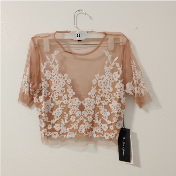 NWT For Love and Lemons Floral Lace Luau Crop Top - Picture 2 of 3